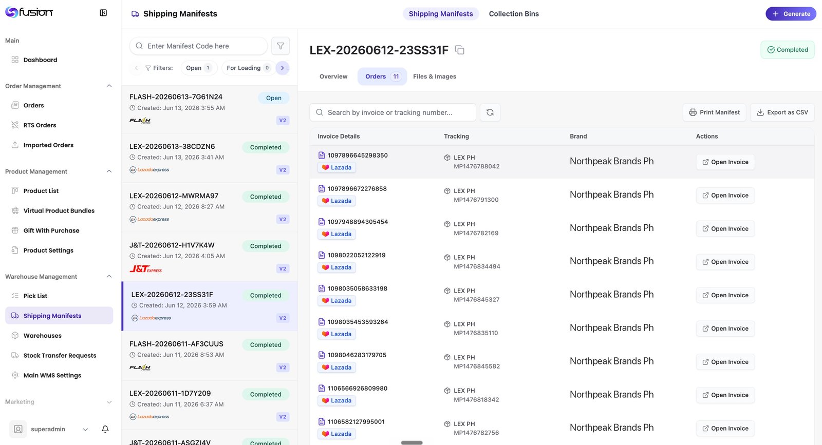 Fusion Shipping Manifests: signed proof of every dispatch